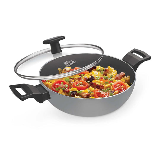 Milton Procook Black Pearl Induction Kadai with Glass Lid