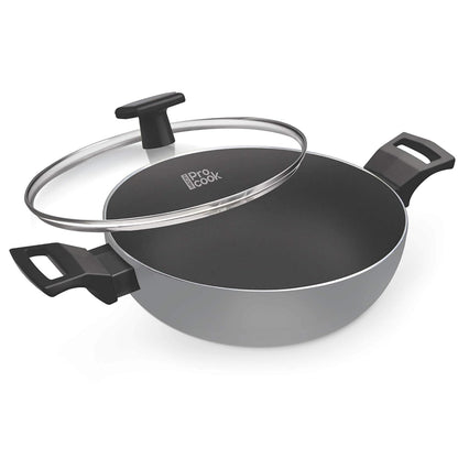 Milton Procook Black Pearl Induction Kadai with Glass Lid