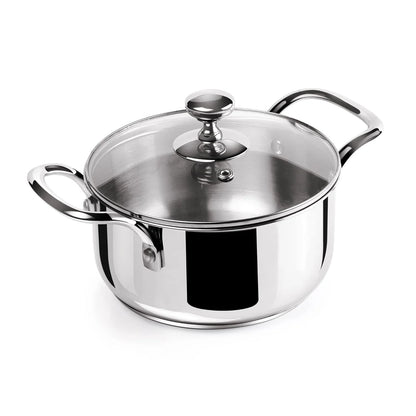 Milton Procook Stainless Steel Casserole with Glass Lid