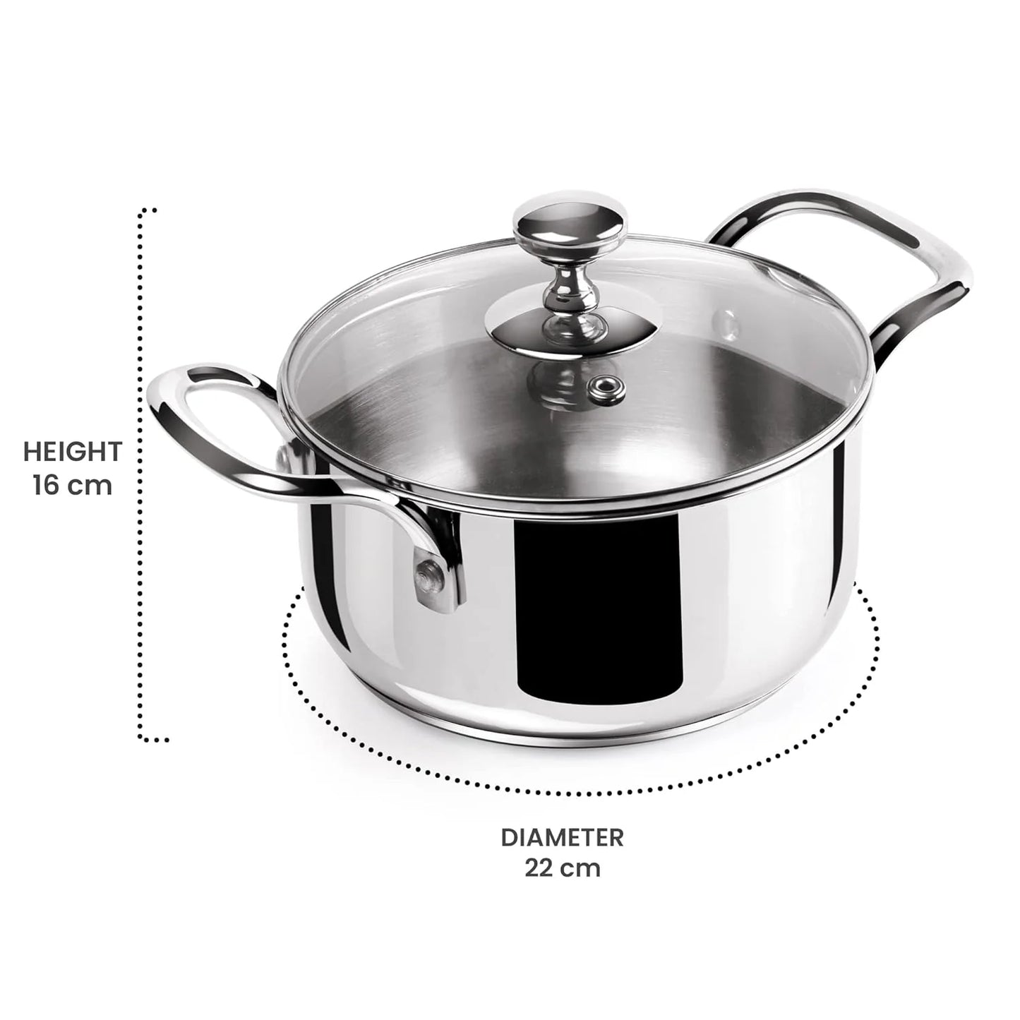 Milton Procook Stainless Steel Casserole with Glass Lid