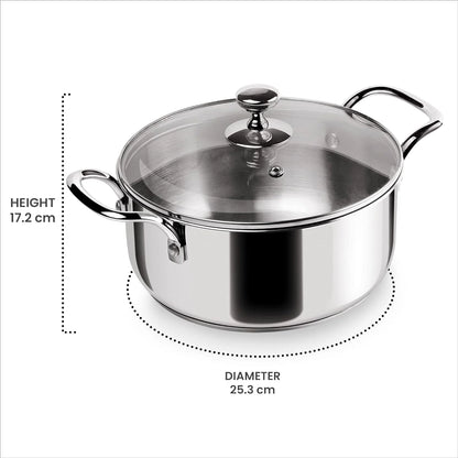 Milton Procook Stainless Steel Casserole with Glass Lid