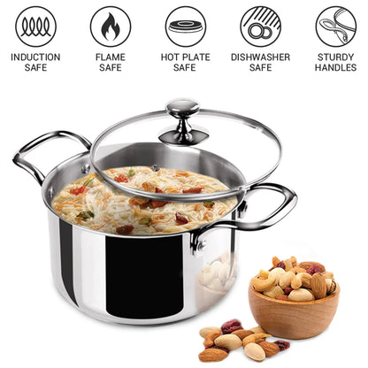 Milton Procook Stainless Steel Casserole with Glass Lid