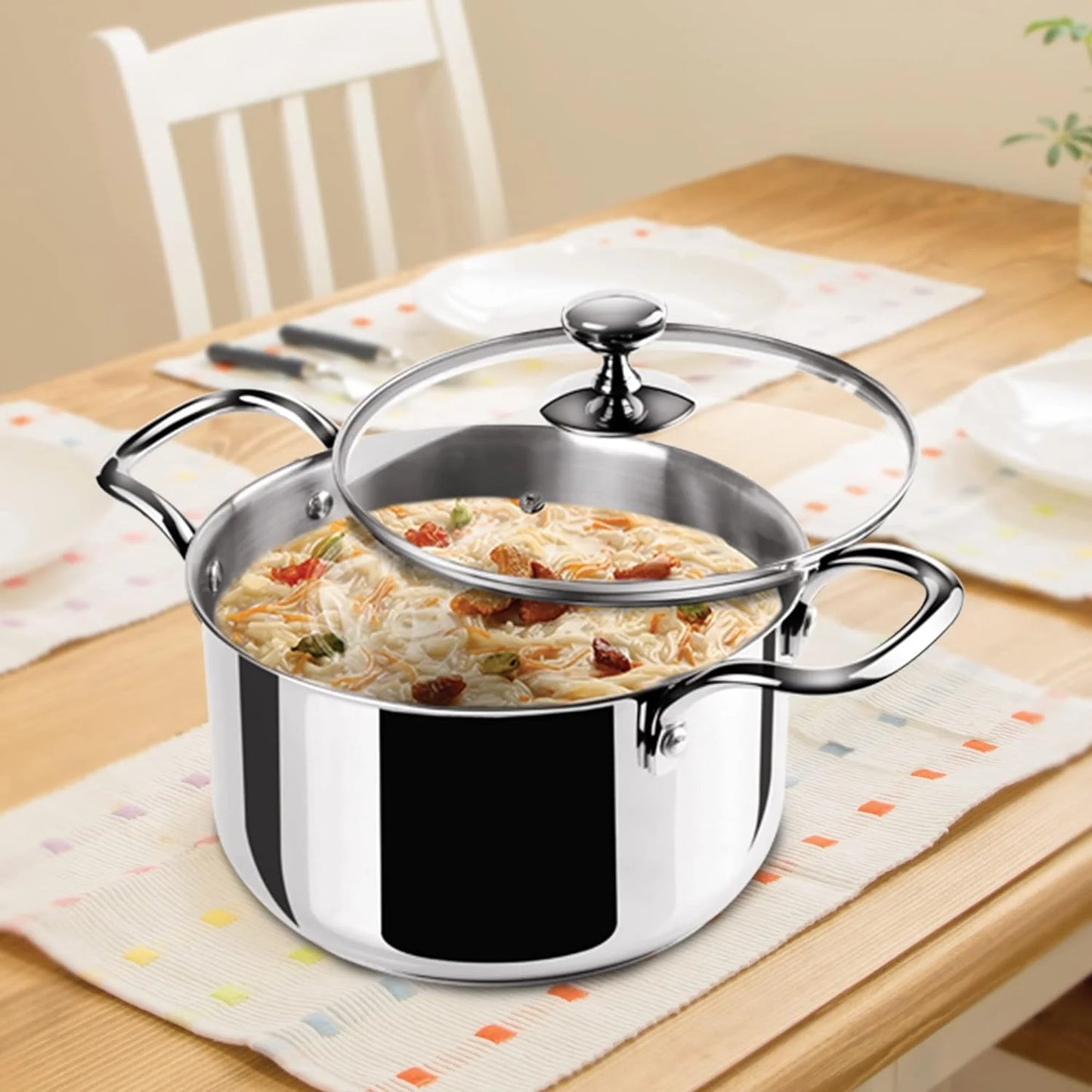 Milton Procook Stainless Steel Casserole with Glass Lid