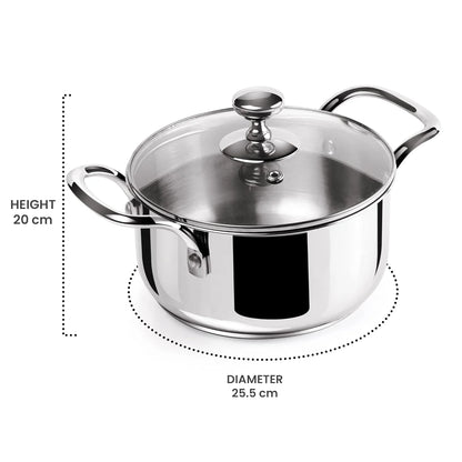 Milton Procook Stainless Steel Casserole with Glass Lid