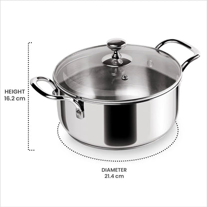 Milton Procook Stainless Steel Casserole with Glass Lid
