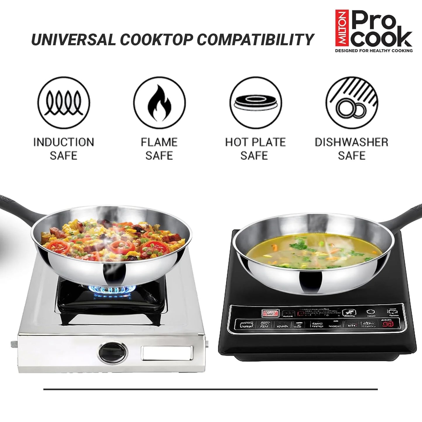 Milton Procook Stainless Steel Fry Pan Backelite Handle