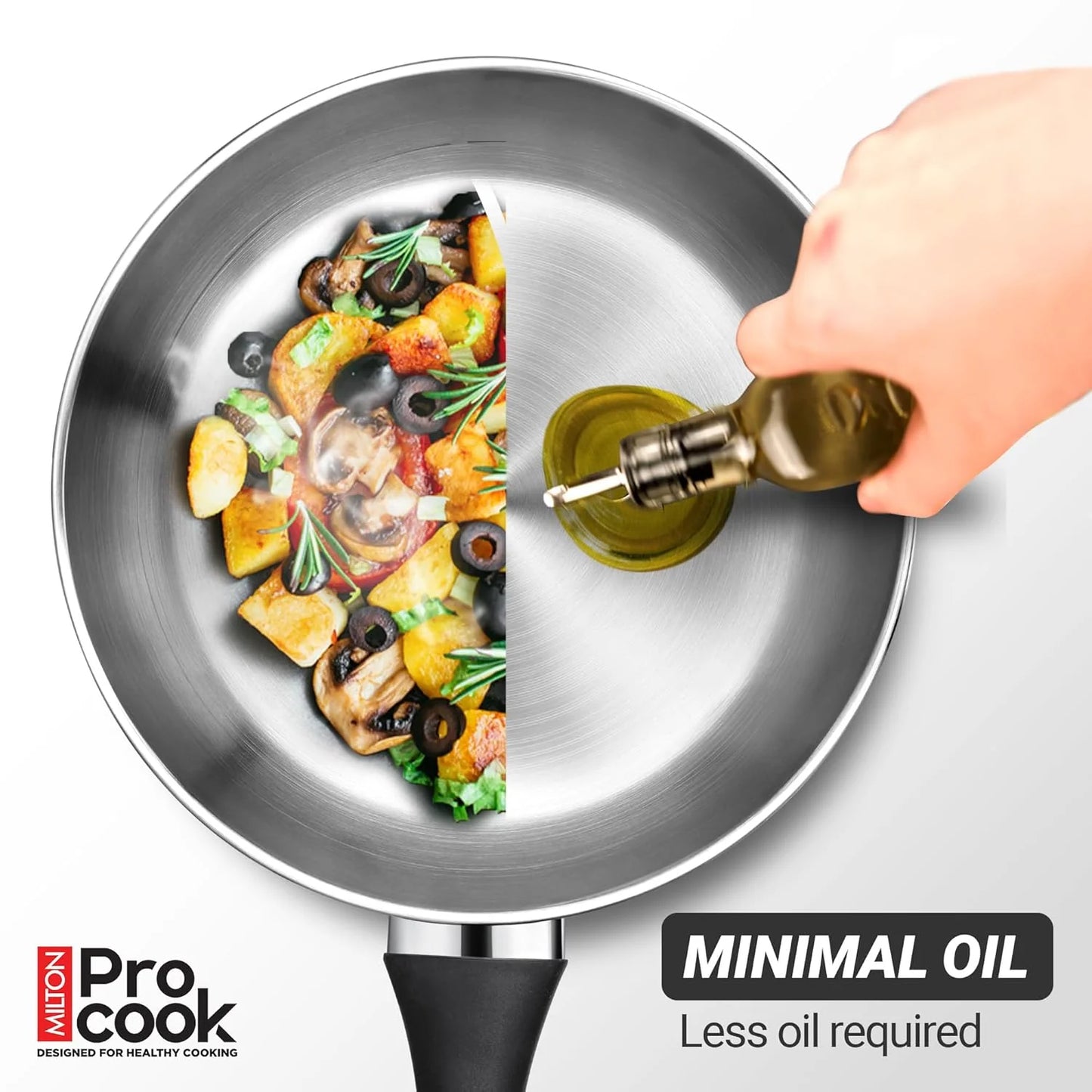 Milton Procook Stainless Steel Fry Pan Backelite Handle