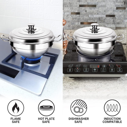 Milton Procook Stainless Steel Sandwich Bottom Multi-Kadhai with Lid and 6 Attachments