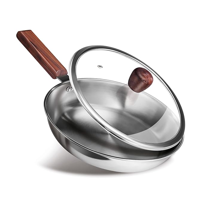 Milton Procook Tri-ply Fry Pan with Glass Lid and Wooden Handle – Arham ...