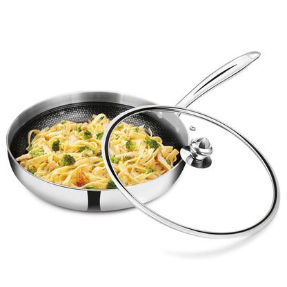 Milton Procook Tri-ply Hexa Tech Fry Pan with Glass Lid (Honey Comb Non Stick Structure)