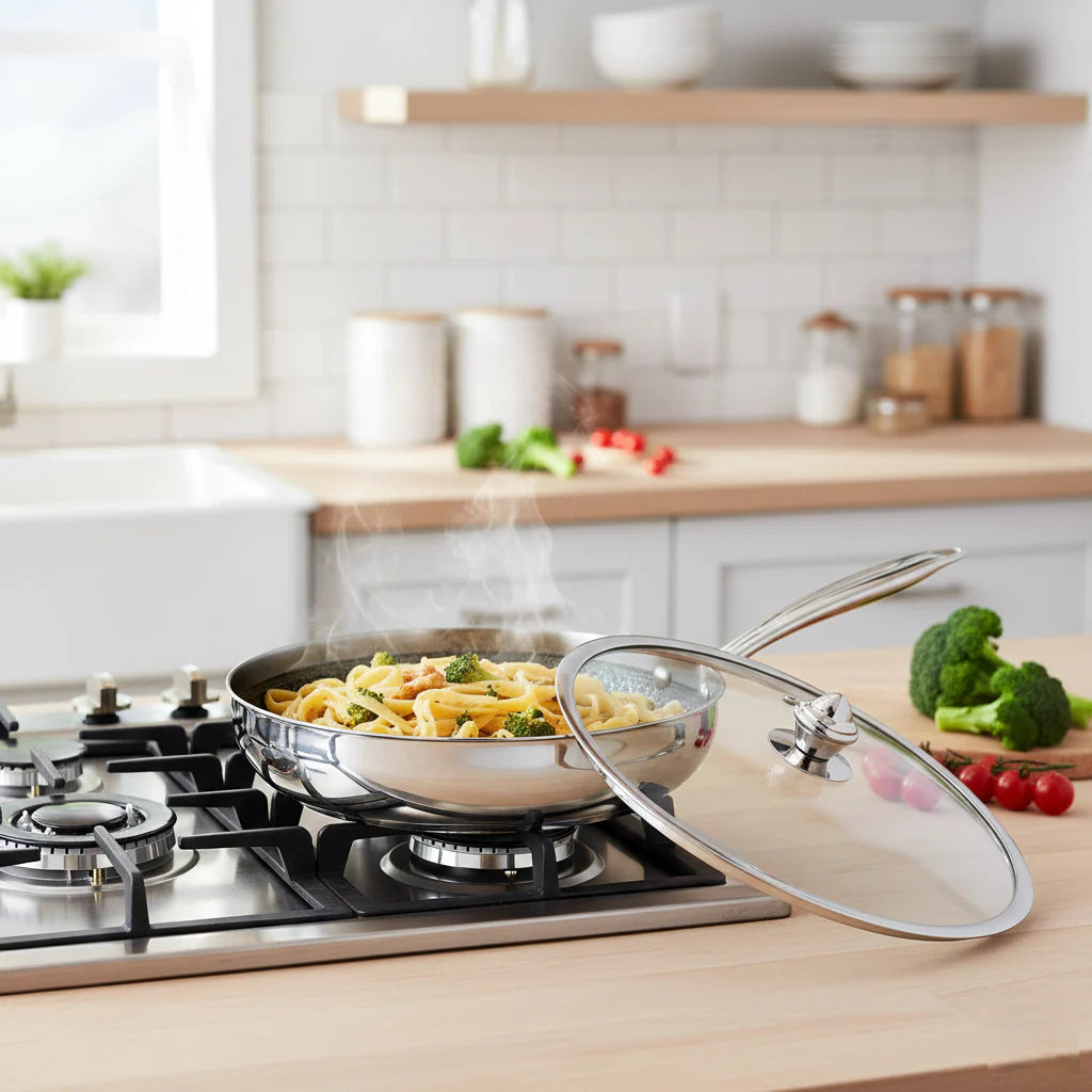 Milton Procook Tri-ply Hexa Tech Fry Pan with Glass Lid (Honey Comb Non Stick Structure)