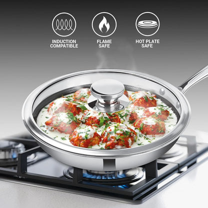 Milton Procook Tri-ply Hexa Tech Fry Pan with Glass Lid (Honey Comb Non Stick Structure)