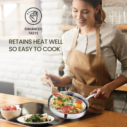 Milton Procook Tri-ply Hexa Tech Fry Pan with Glass Lid (Honey Comb Non Stick Structure)