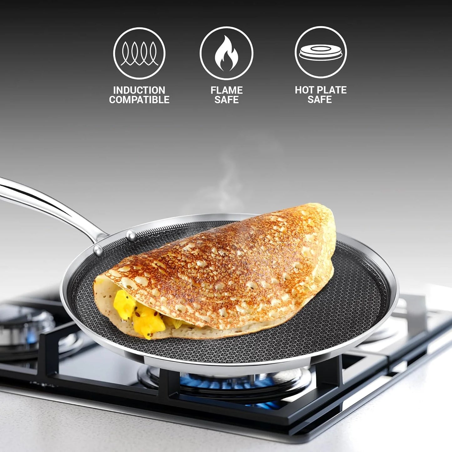 Milton Procook Tri-ply Hexa Tech Omni Tawa (Honey Comb Non Stick Structure)