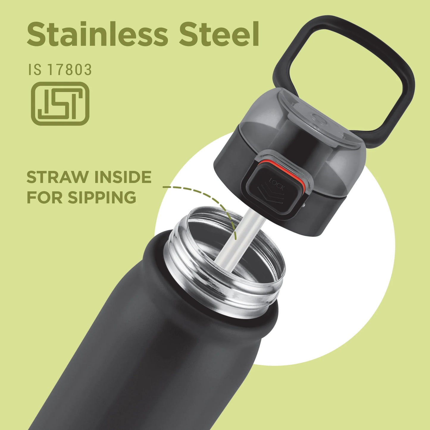 Milton Reva 1000 Stainless Steel Bottle (Twin Flow: Gulper Plus Straw Sipper)