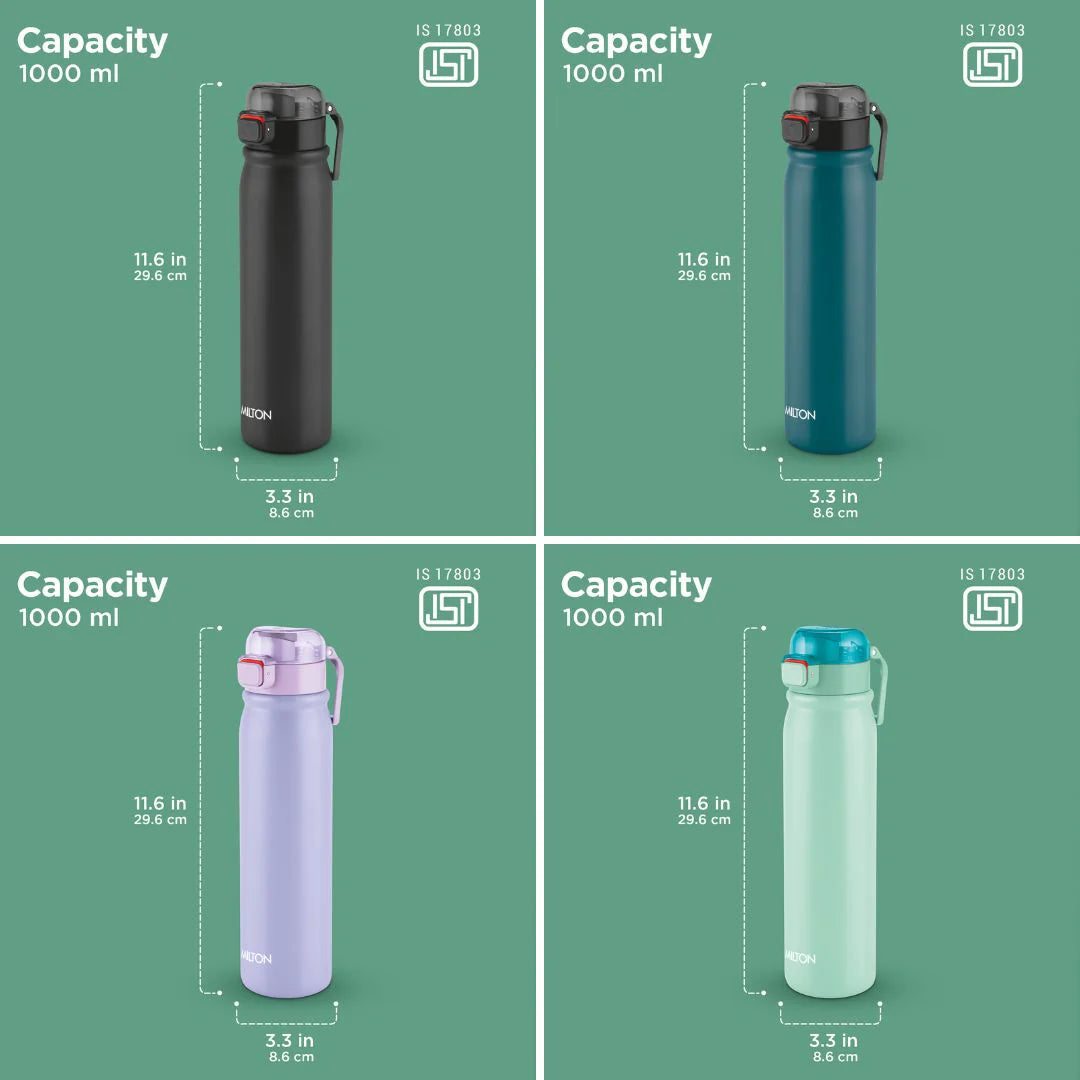 Milton Reva 1000 Stainless Steel Bottle (Twin Flow: Gulper Plus Straw Sipper)