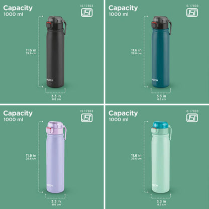 Milton Reva 1000 Stainless Steel Bottle (Twin Flow: Gulper Plus Straw Sipper)