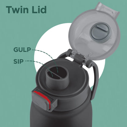 Milton Reva 1000 Stainless Steel Bottle (Twin Flow: Gulper Plus Straw Sipper)