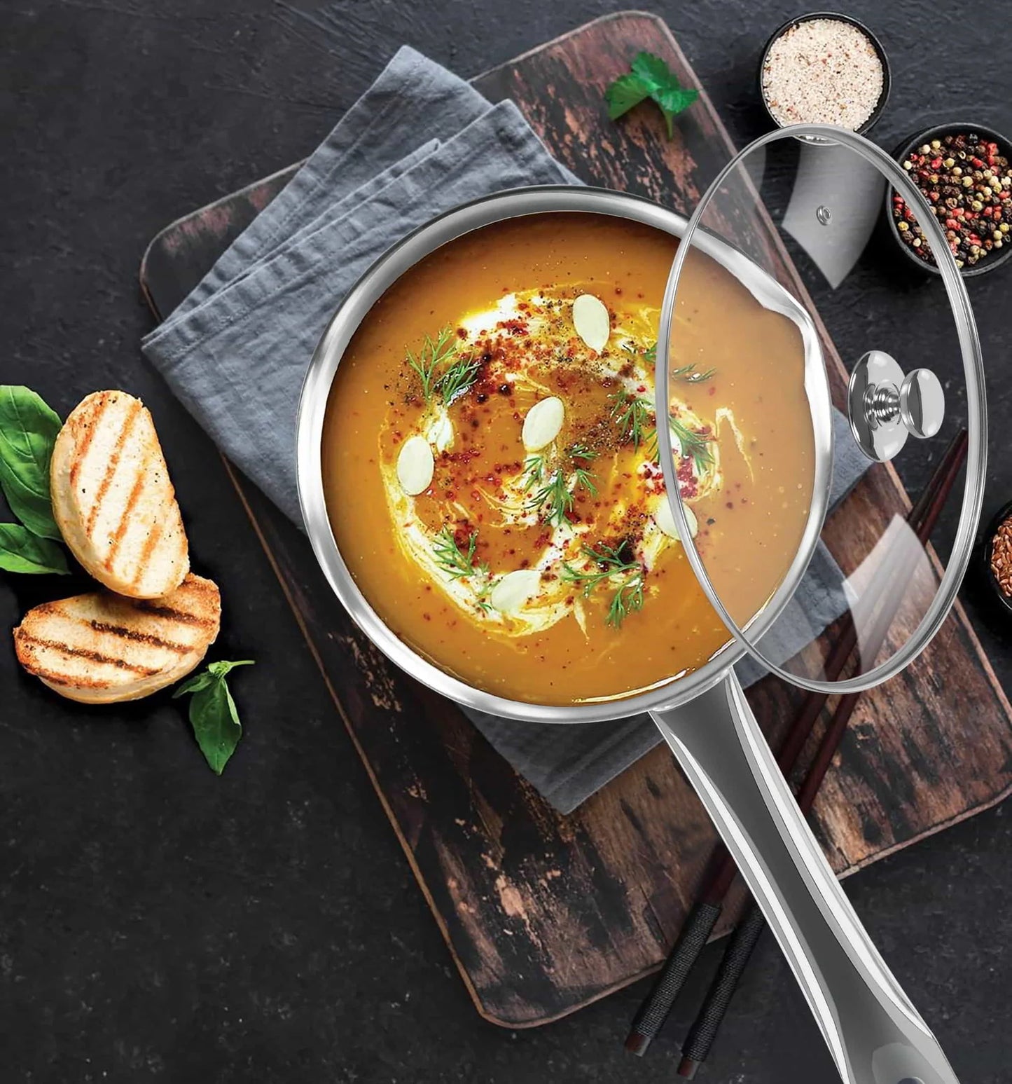 Milton Procook Tri-Ply Steel Sauce Pan with SS Lid