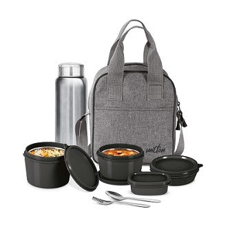Milton Savor Microwavable Lunch Set with Bottle (Inside Stainless Steel Outside Plastic)