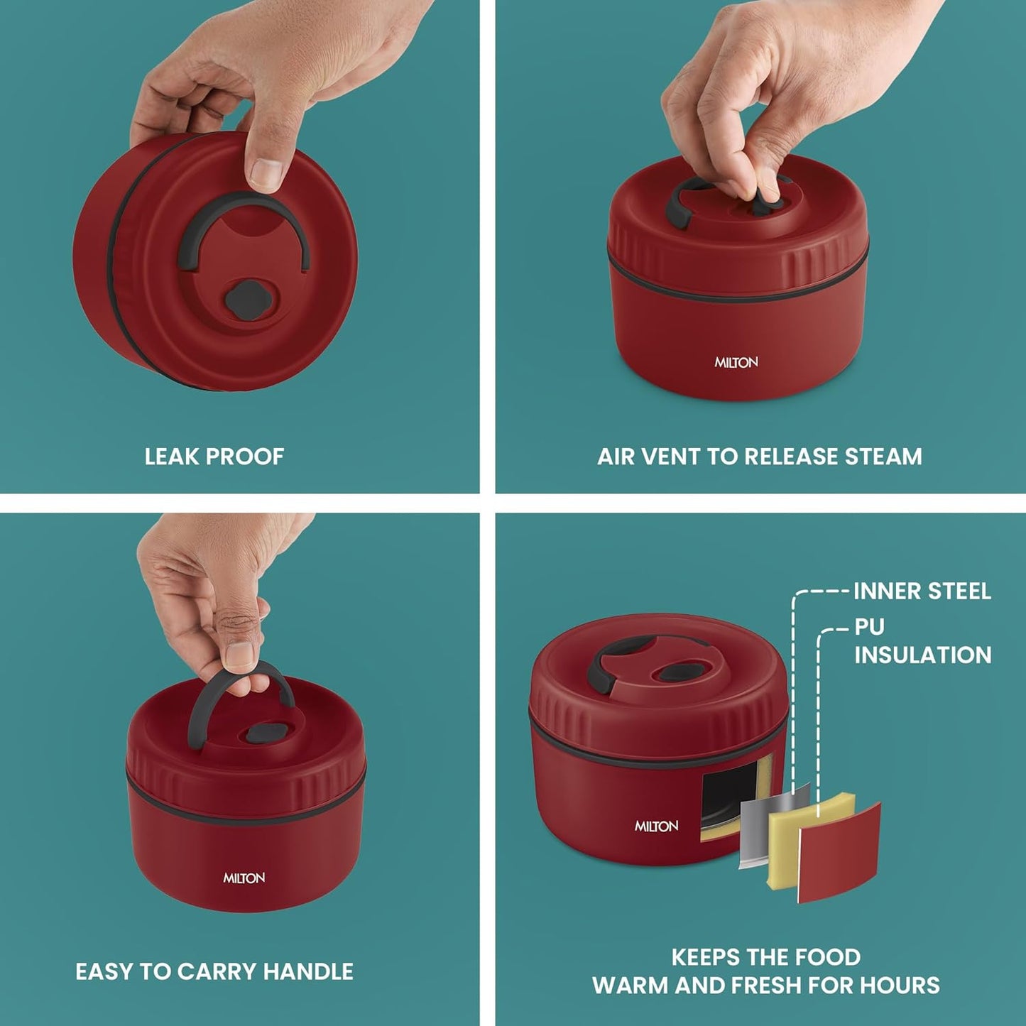 Milton Snack Box Small Container Inside Stainless Steel Outside Plastic