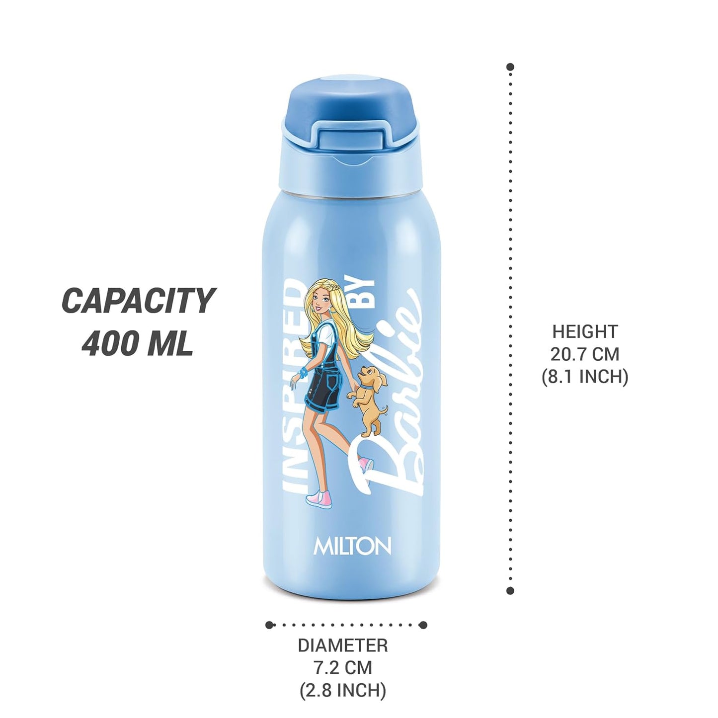 Milton Sportive Thermal Vacuum Insulated Bottle with Straw 400 (Barbie)
