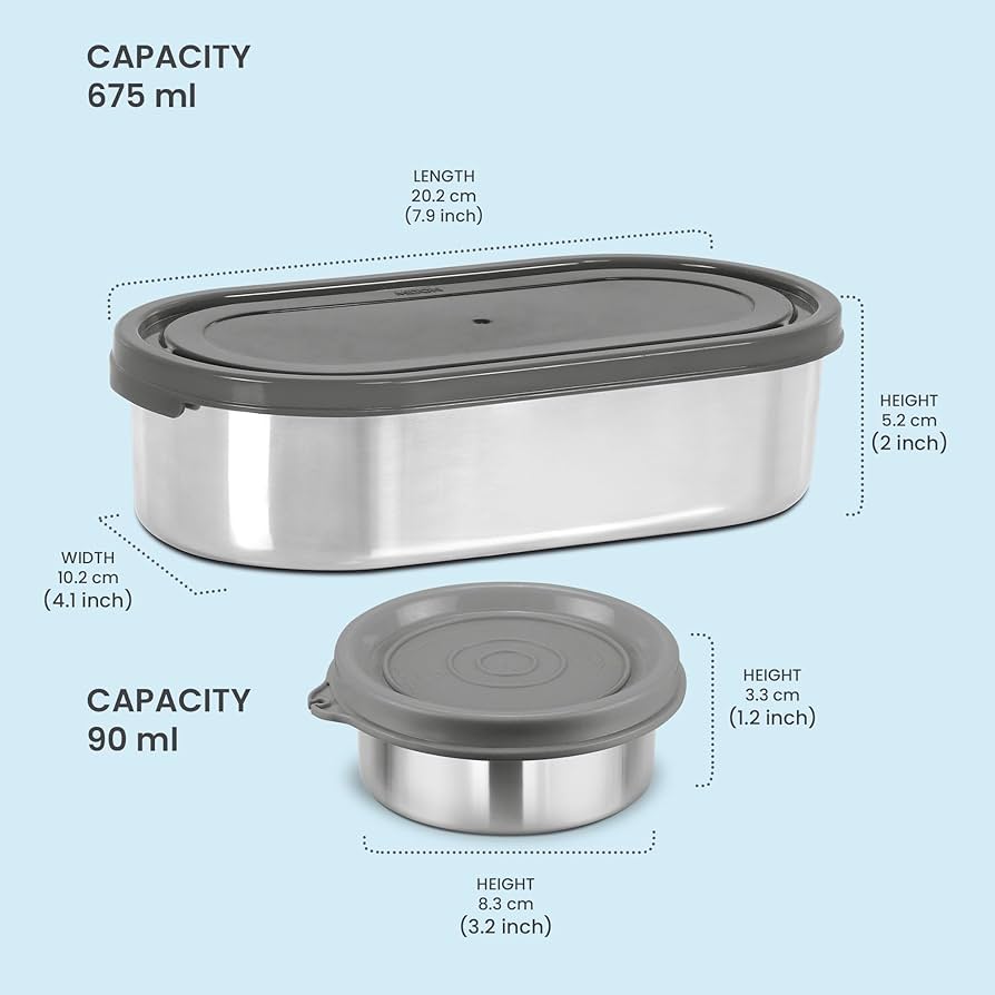 Milton Stainless Steel Refresh 600 Tiffin with Inner Container 90