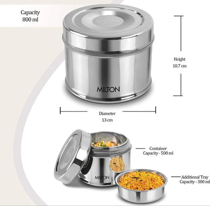 Milton Double Wall Stainless Steel Snack Container with Inner Plate