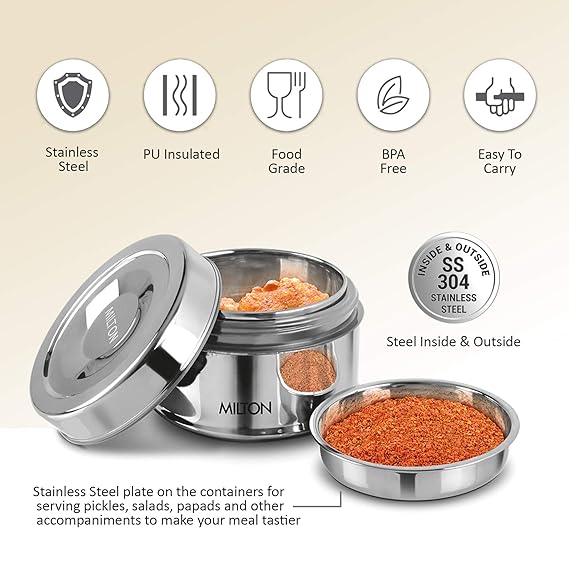 Milton Double Wall Stainless Steel Snack Container with Inner Plate