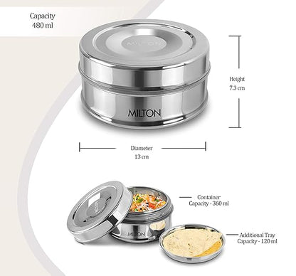 Milton Double Wall Stainless Steel Snack Container with Inner Plate