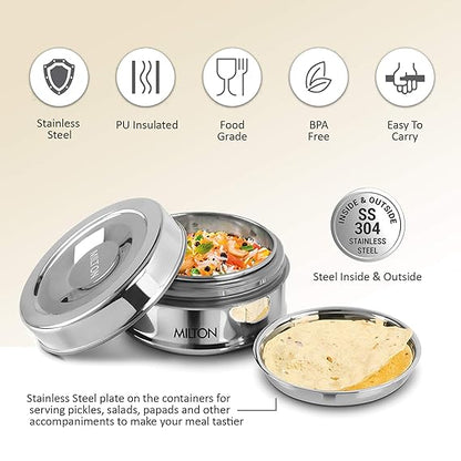 Milton Double Wall Stainless Steel Snack Container with Inner Plate