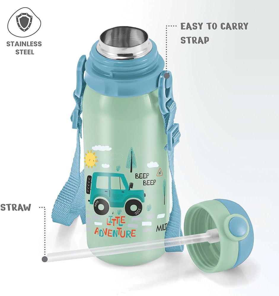Milton Torque Stainless Steel Kids Straw Bottle 450