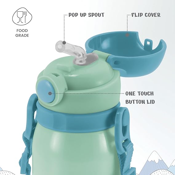 Milton Torque Stainless Steel Kids Straw Bottle 450