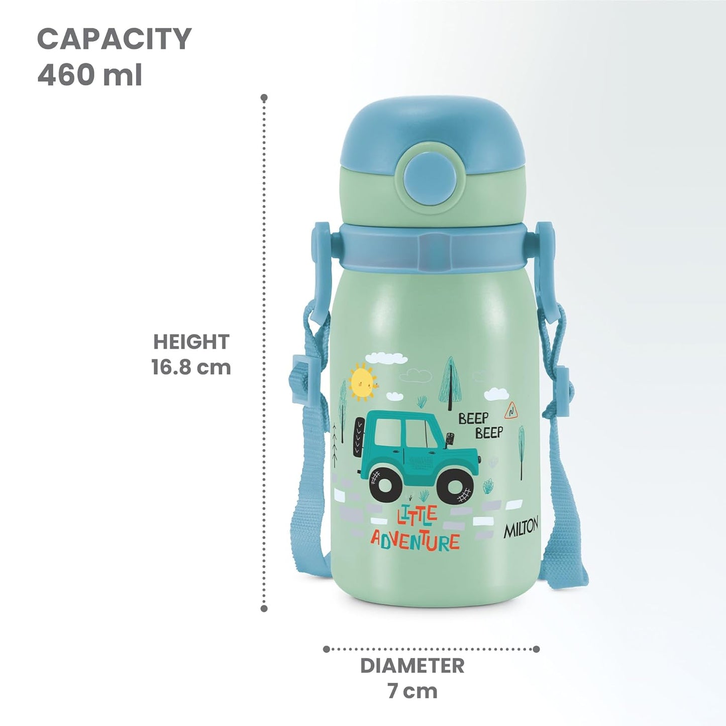 Milton Torque Stainless Steel Kids Straw Bottle 450