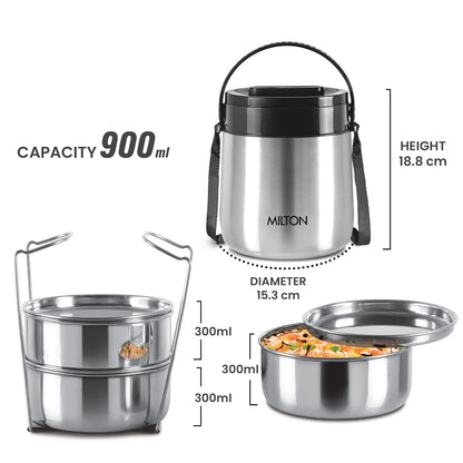 Milton Classic Stainless Steel PU Insulated Lunch Carrier Set of 3