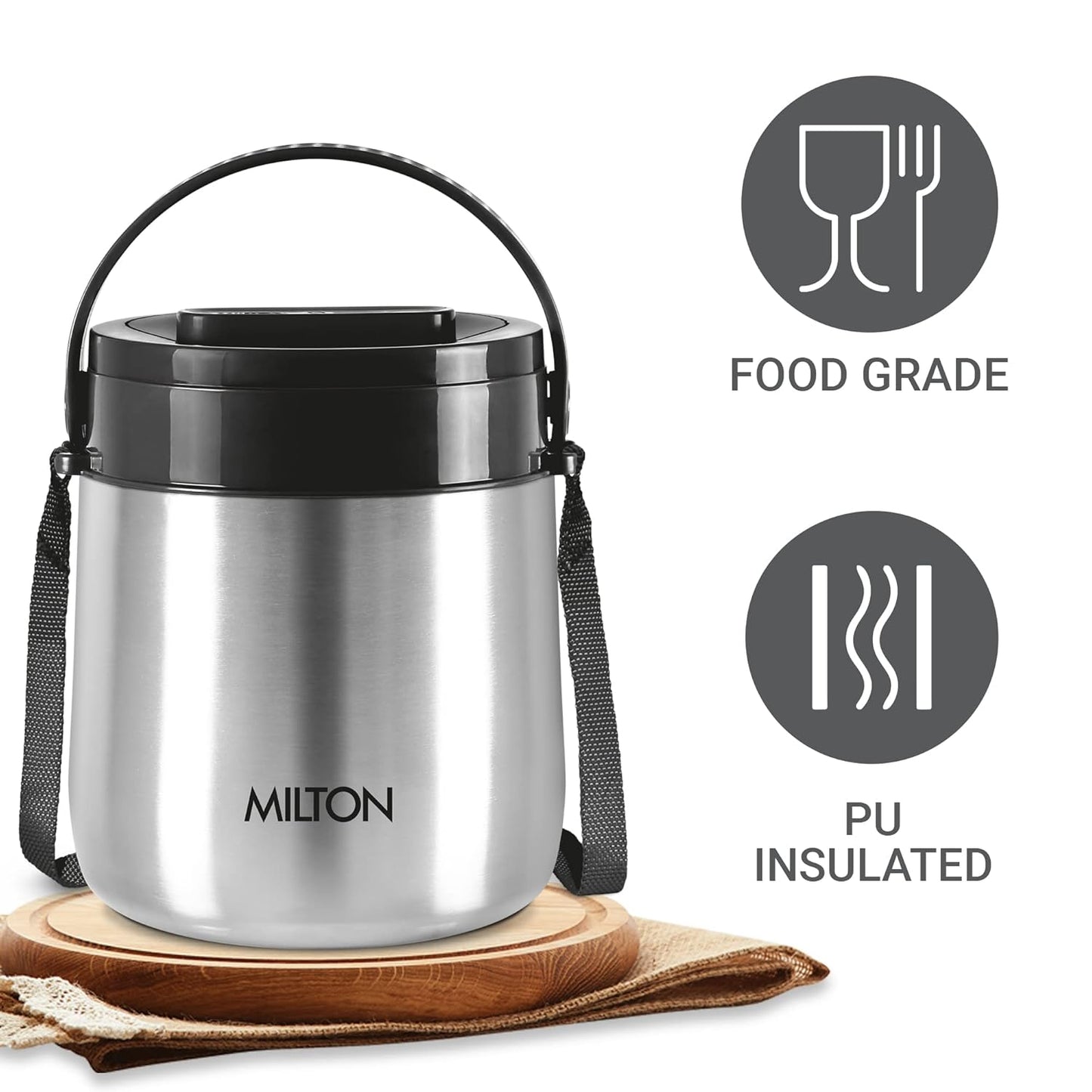 Milton Classic Stainless Steel PU Insulated Lunch Carrier Set of 3