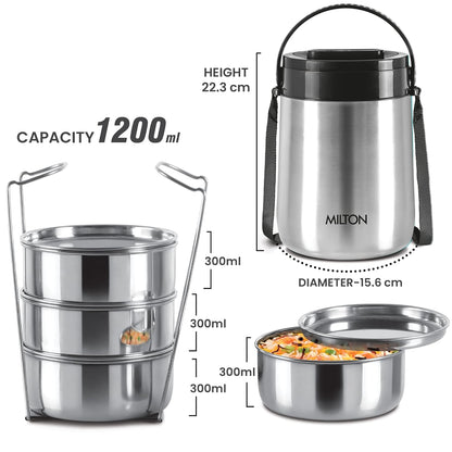 Milton Classic Stainless Steel PU Insulated Lunch Carrier Set of 4