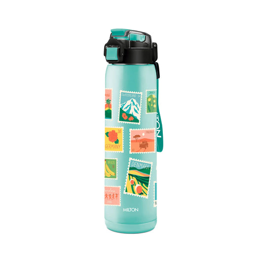 Milton Steel Edge 600 Stainless Steel Bottle - Outside Plastic Inside Stainless Steel (Twin Flow: Gulper Plus Straw Sipper)