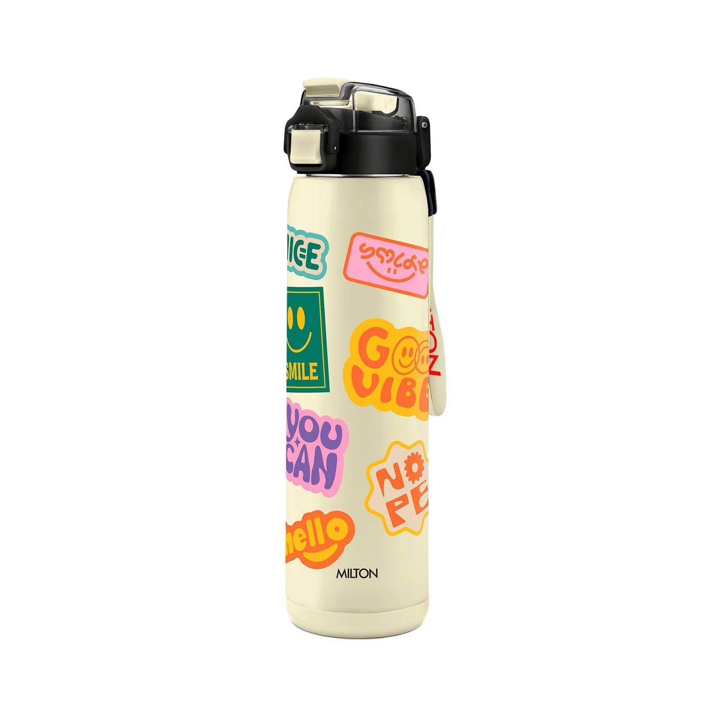 Milton Steel Edge 600 Stainless Steel Bottle - Outside Plastic Inside Stainless Steel (Twin Flow: Gulper Plus Straw Sipper)