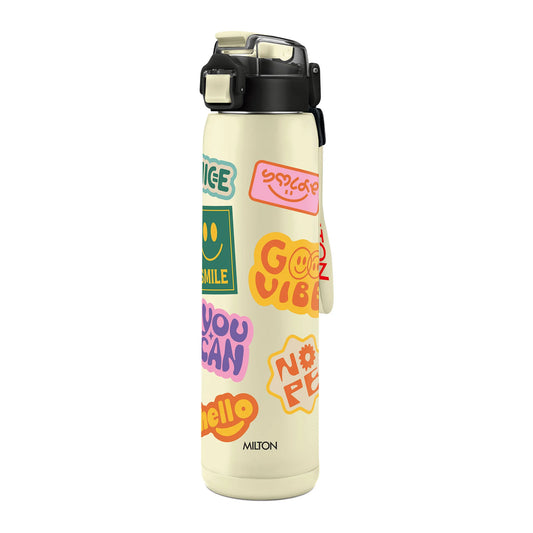 Milton Steel Edge 900 Stainless Steel Bottle - Outside Plastic Inside Stainless Steel (Twin Flow: Gulper Plus Straw Sipper)
