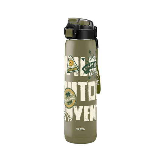 Milton Steel Edge 900 Stainless Steel Bottle - Outside Plastic Inside Stainless Steel (Twin Flow: Gulper Plus Straw Sipper)
