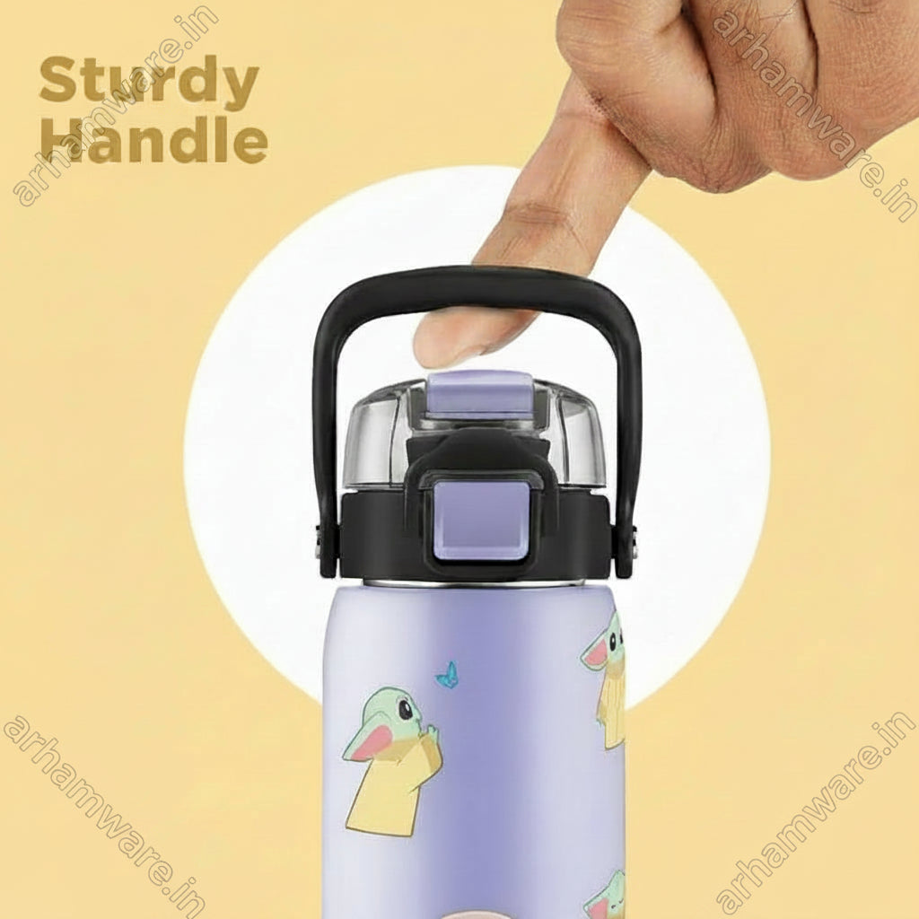 Milton Steel Force 900 Stainless Steel Bottle - Outside Plastic Inside Stainless Steel (Twin Flow: Gulper Plus Straw Sipper)