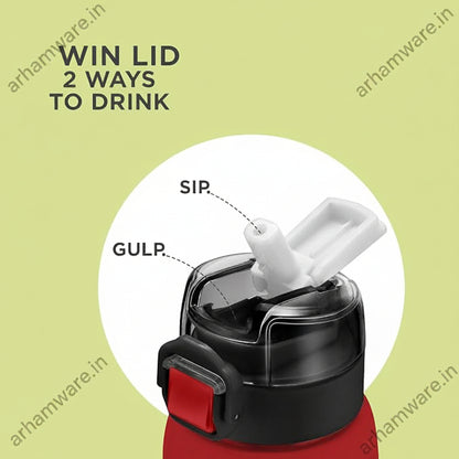 Milton Steel Force 900 Stainless Steel Bottle - Outside Plastic Inside Stainless Steel (Twin Flow: Gulper Plus Straw Sipper)