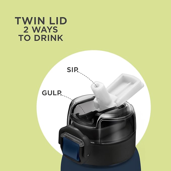 Milton Steel Force 900 Stainless Steel Bottle - Outside Plastic Inside Stainless Steel (Twin Flow: Gulper Plus Straw Sipper)