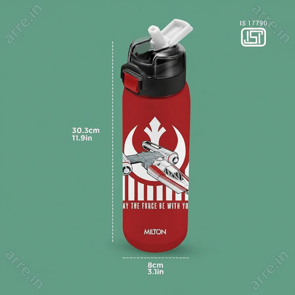 Milton Steel Force 900 Stainless Steel Bottle - Outside Plastic Inside Stainless Steel (Twin Flow: Gulper Plus Straw Sipper)