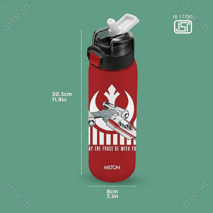 Milton Steel Force 900 Stainless Steel Bottle - Outside Plastic Inside Stainless Steel (Twin Flow: Gulper Plus Straw Sipper)