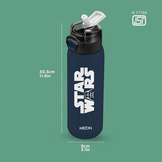 Milton Steel Force 900 Stainless Steel Bottle - Outside Plastic Inside Stainless Steel (Twin Flow: Gulper Plus Straw Sipper)