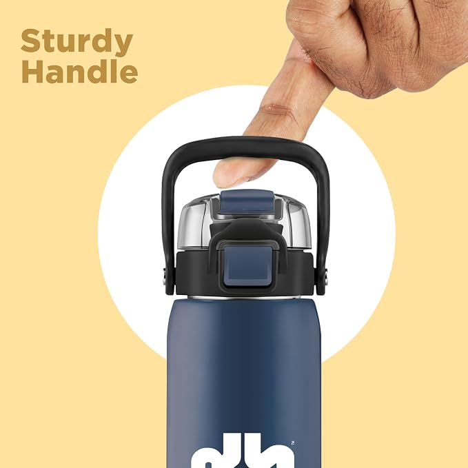 Milton Steel Force 900 Stainless Steel Bottle - Outside Plastic Inside Stainless Steel (Twin Flow: Gulper Plus Straw Sipper)