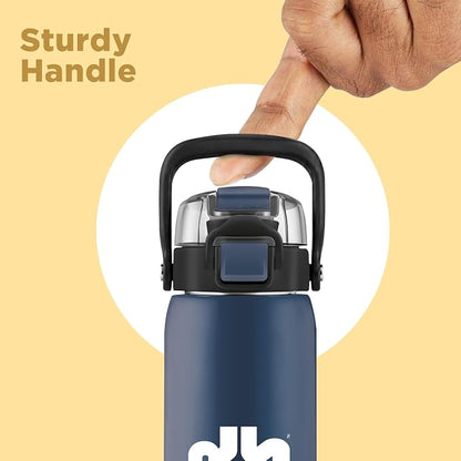 Milton Steel Force 900 Stainless Steel Bottle - Outside Plastic Inside Stainless Steel (Twin Flow: Gulper Plus Straw Sipper)