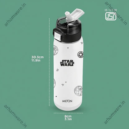 Milton Steel Force 900 Stainless Steel Bottle - Outside Plastic Inside Stainless Steel (Twin Flow: Gulper Plus Straw Sipper)